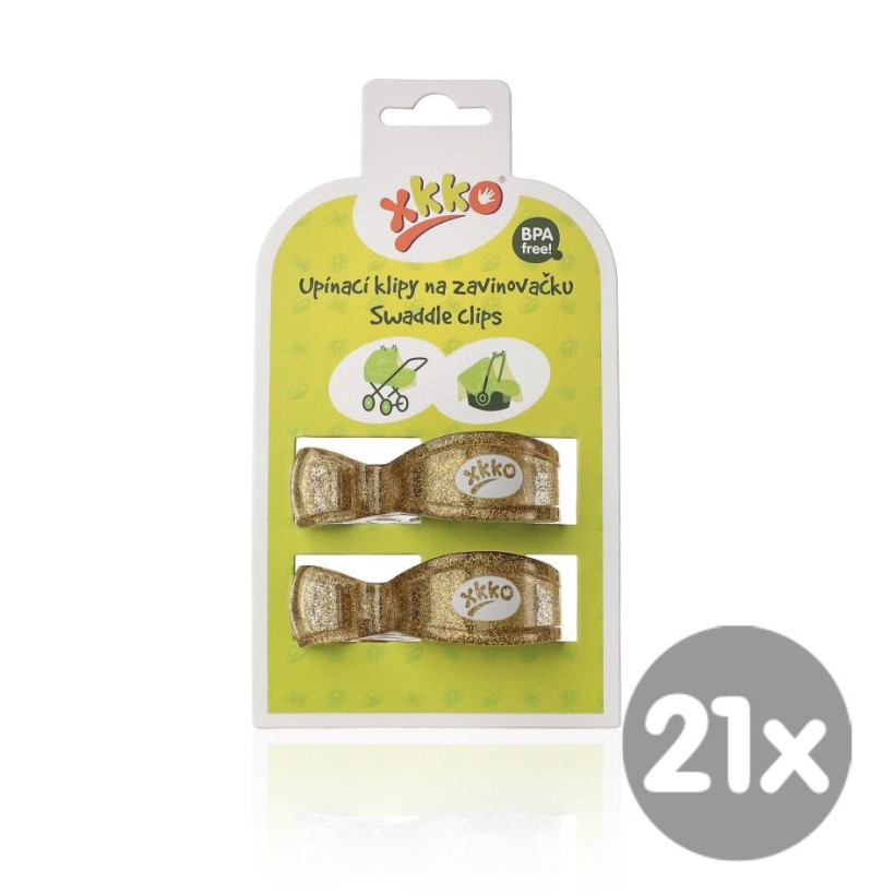 Pram Clips XKKO - Metallic Gold 21x2ps (Wholesale pack.)