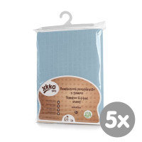 Bamboo muslin fitted bed sheet XKKO BMB 120x60 - Baby Blue 5x1ps (Wholesale pack.)