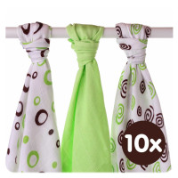 Bamboo muslins XKKO BMB 70x70 - Spirals&Bubbles Lime MIX 10x3pcs (Wholesale packaging)