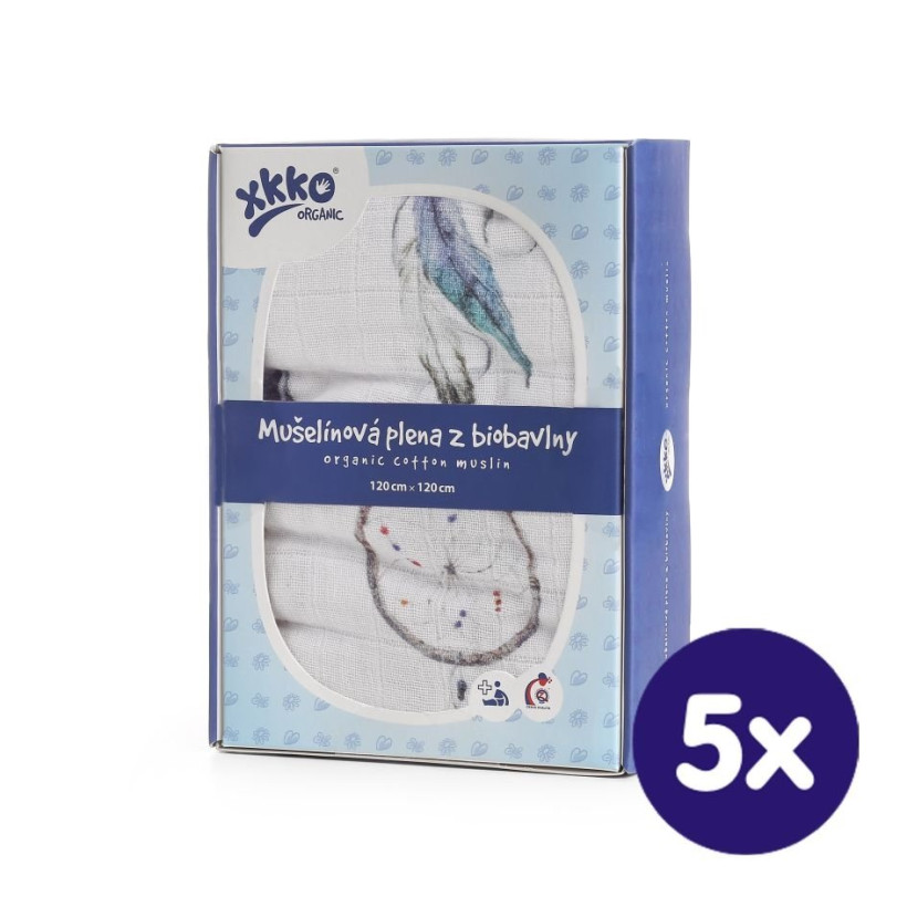 Organic Cotton Swaddle XKKO Organic 120x120 - Dream Catcher 5x1ps (Wholesale pack.)