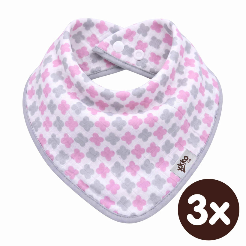 Bamboo bandana XKKO BMB - Baby Pink Cross 3x1ps Wholesale packing