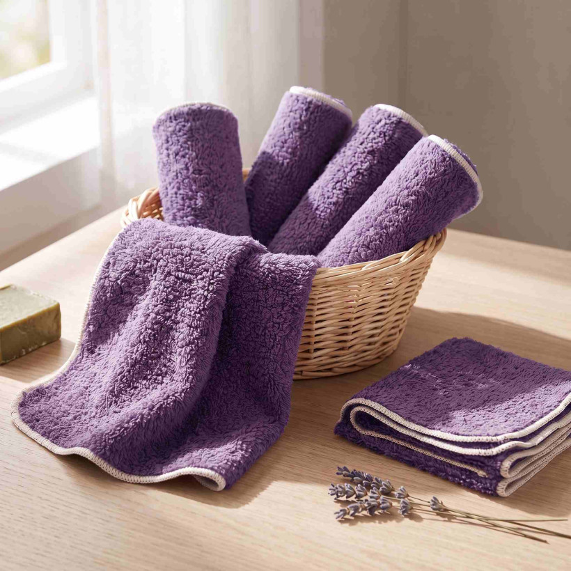 Organic cotton terry wipes XKKO Organic 21x21 - Lavender Aura