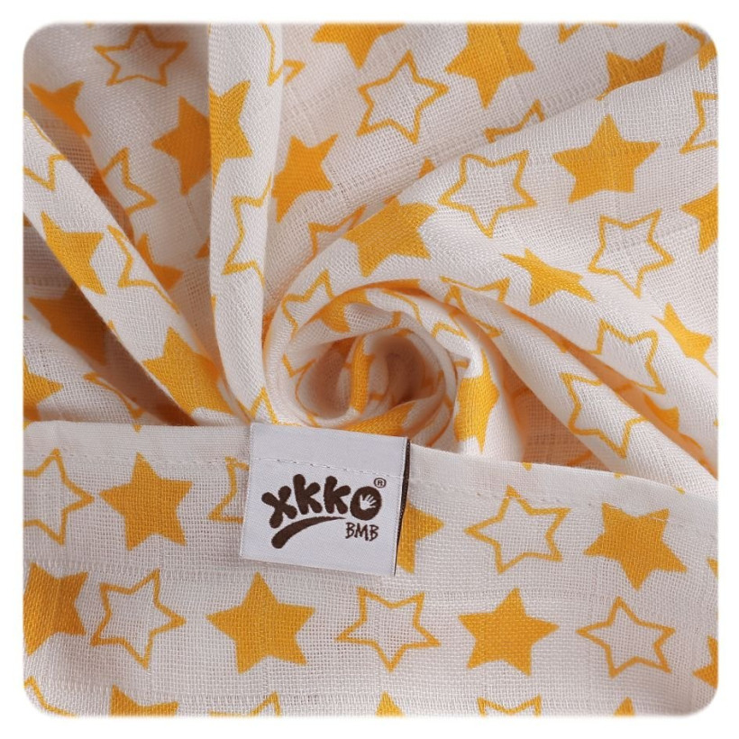 Bamboo muslin towel XKKO BMB 90x100 - LIttle Stars Orange 10x1pcs (Wholesale packaging)