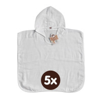 Bamboo Muslin Poncho XKKO BMB - White 5x1ps (Wholesale pack.)
