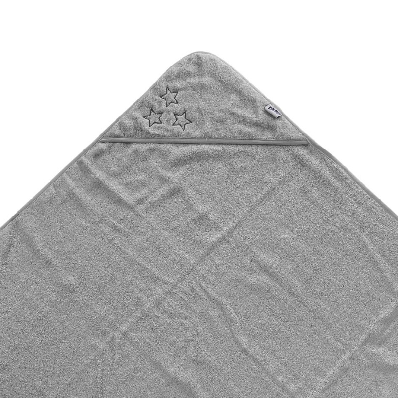 Hooded terry bath towel XKKO Organic 90x90 - Silver Stars