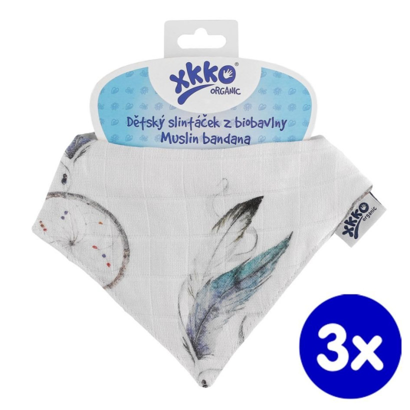 Organic Cotton Muslin Bandana XKKO Organic - Dream Catchers 3x1ps (Wholesale pack.)