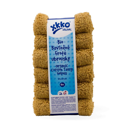 Organic cotton terry wipes XKKO Organic 21x21 - Honey Mustard