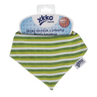 Organic Cotton Muslin Bandana XKKO Organic - Green Stripes