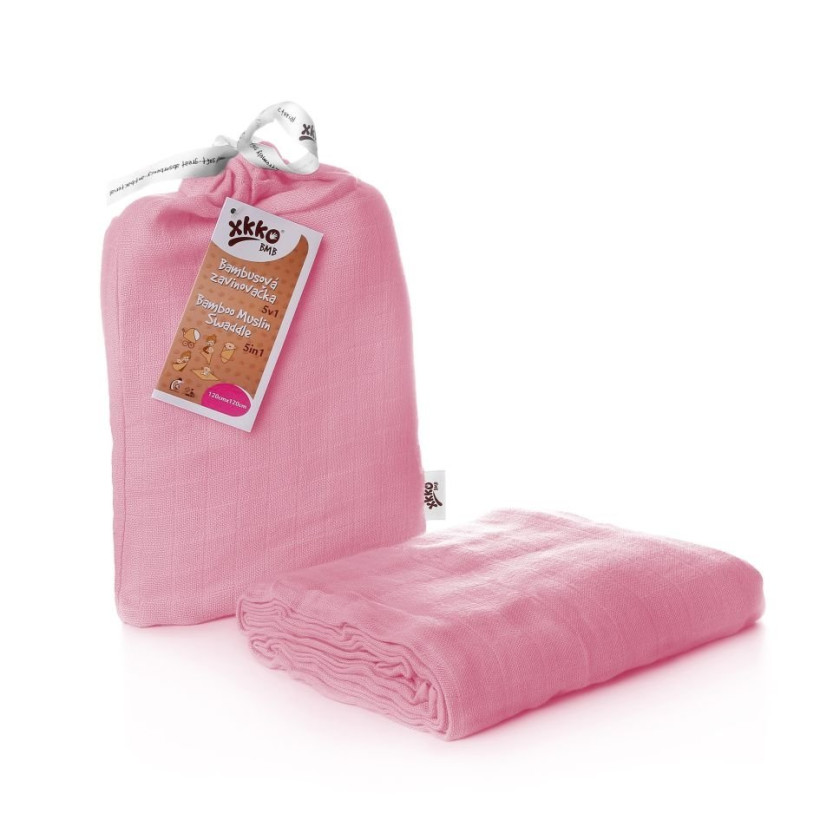 Bamboo swaddle XKKO BMB 120x120 - Baby Pink