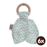 XKKO BMB Bamboo teether with Leaves - Chevron Mint 6x1ps (Wholesale pack.)
