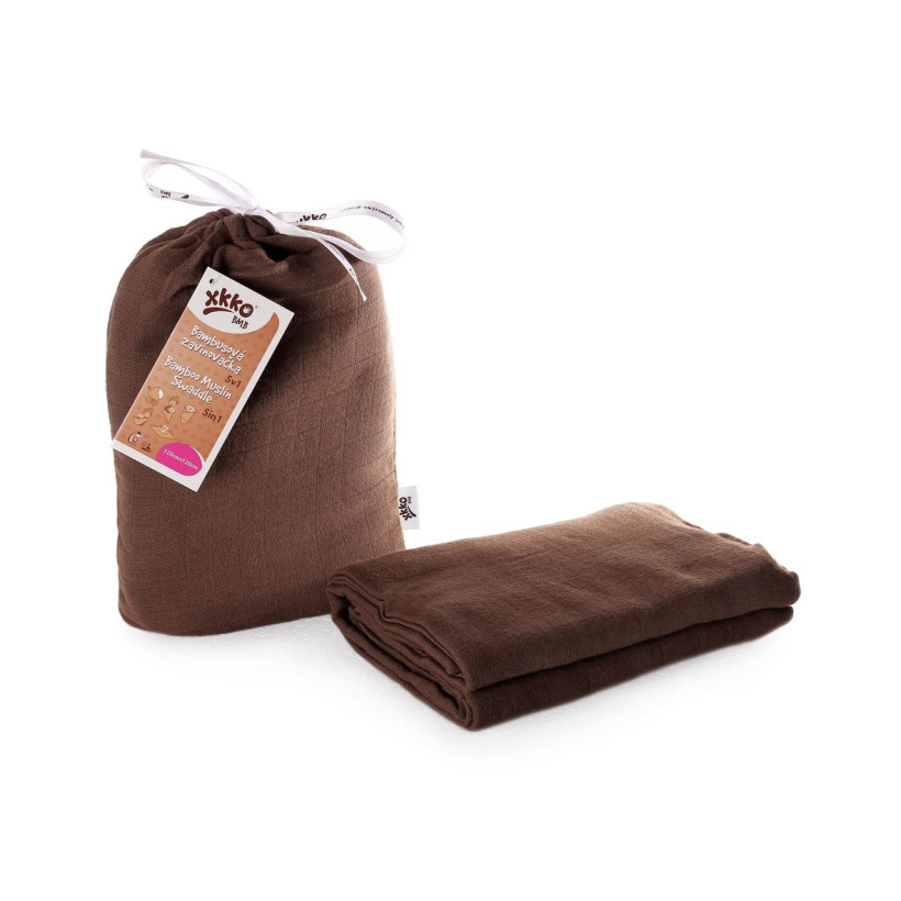 Bamboo swaddle XKKO BMB 120x120 - Dark Choco 5x1ps (Wholesale packaging)