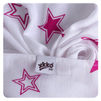 Bamboo muslin towel XKKO BMB 90x100 - Magenta Stars