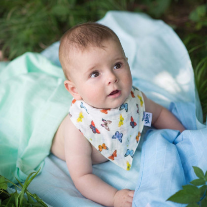 Organic Cotton Muslin Bandana XKKO Organic - Butterflies