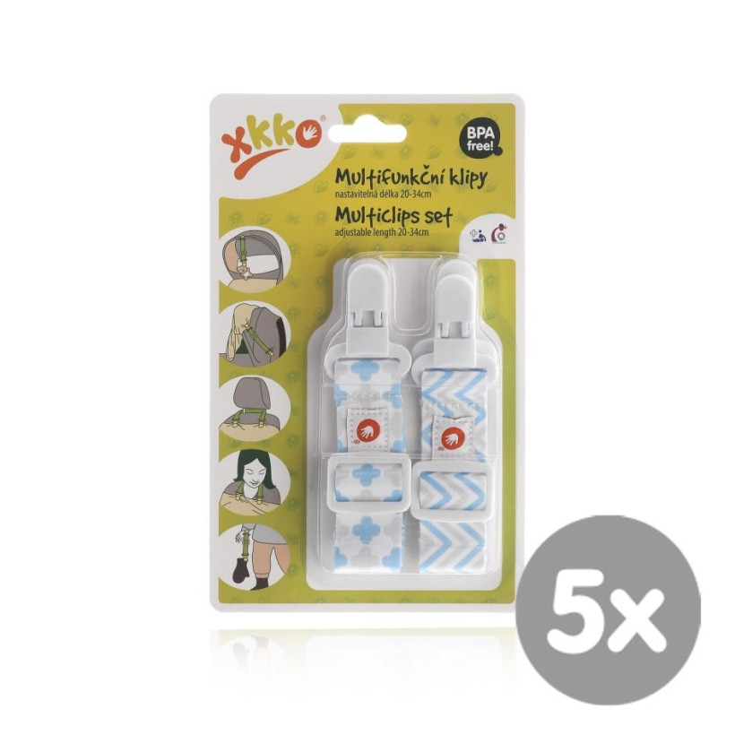 Multifunctional Clips XKKO - Scandinavian Baby Blue MIX 5x2ps (Wholesale pack.)