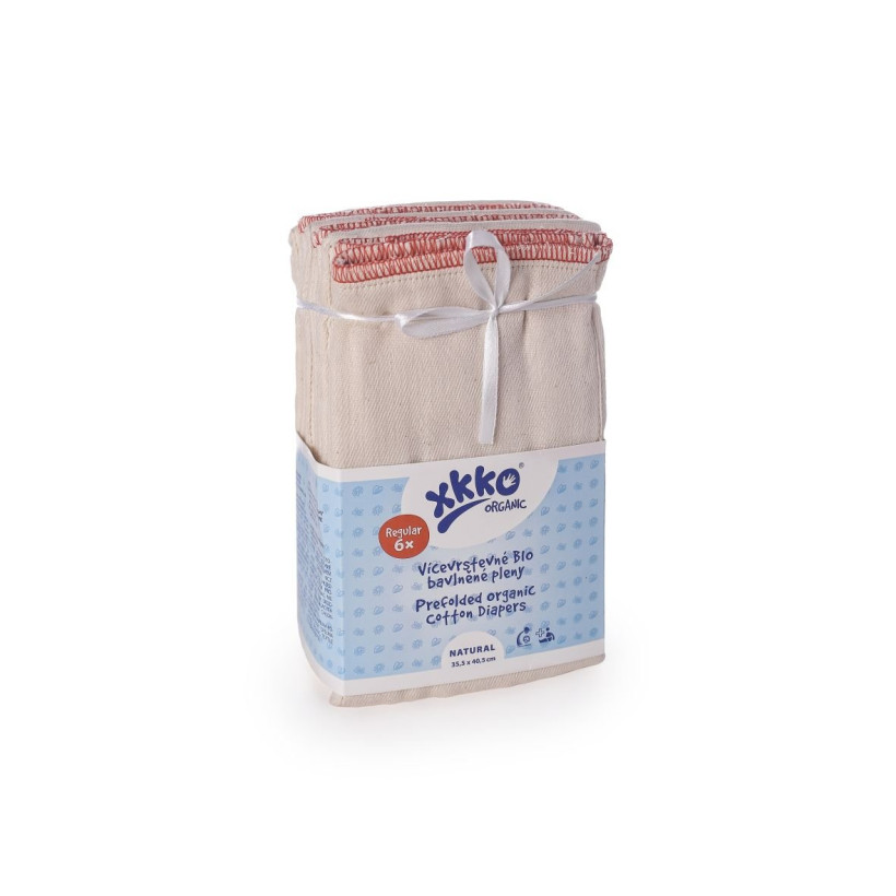Prefolded Diapers XKKO Organic - Regular Natural 6x6ps (Wholesale pack.)