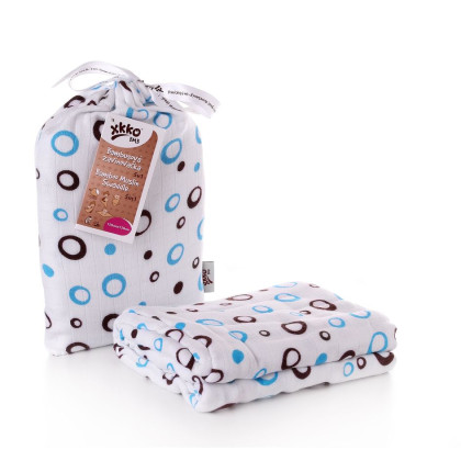 Bamboo swaddle XKKO BMB 120x120 - Cyan Bubbles