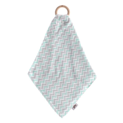 XKKO BMB Bamboo teether with Muslin - Chevron Mint