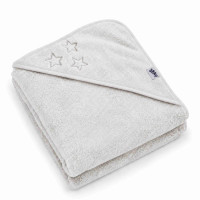 Hooded terry bath towel XKKO Organic 90x90 - White Stars 5x1ps (Wholesale pack.)