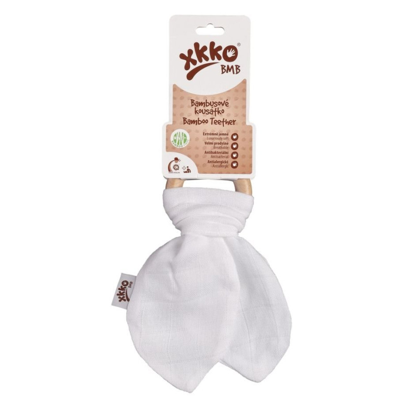 XKKO BMB Bamboo teether with Leaves - White