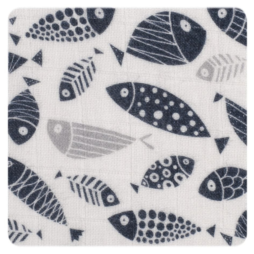 Organic Cotton Swaddle XKKO Organic 120x120 - Silver Fish