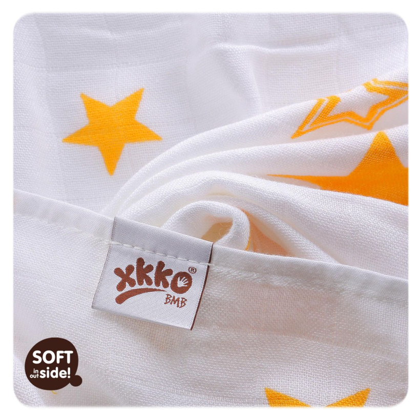 Bamboo muslins XKKO BMB 70x70 - Orange Stars MIX 3pcs