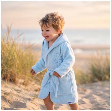 Organic Cotton Terry Bathrobe XKKO Organic - Baby Blue Stars