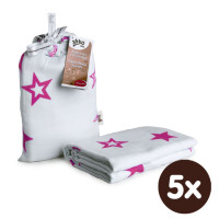 Bamboo swaddle XKKO BMB 120x120 - Magenta Stars 5x1ps (Wholesale packaging)