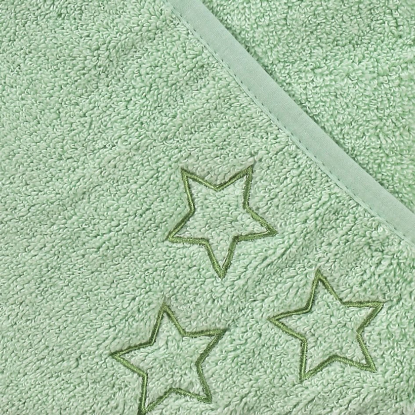 Hooded terry bath towel XKKO Organic 90x90 - Mint Stars 5x1ps (Wholesale pack.)