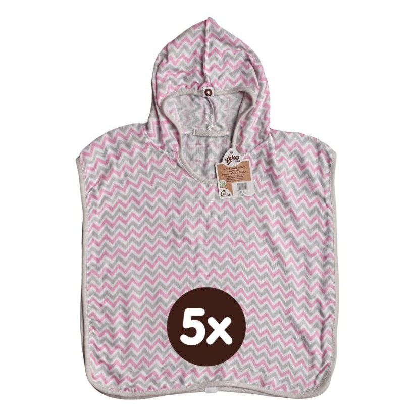 Bamboo Muslin Poncho XKKO BMB - Chevron Baby Pink 5x1ps (Wholesale pack.)