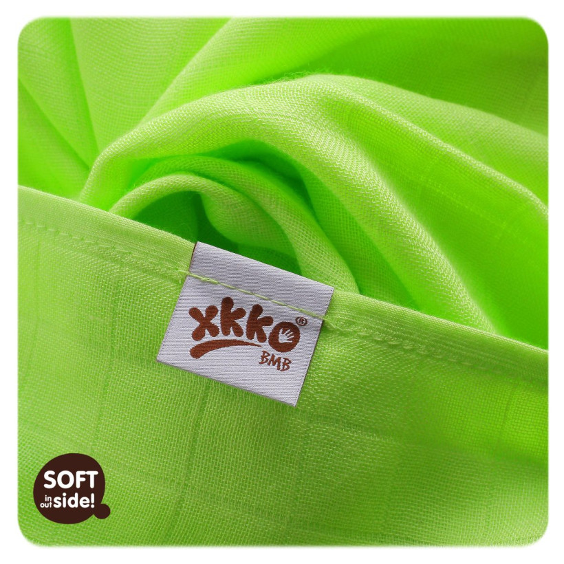 Bamboo muslins XKKO BMB 70x70 - Spirals&Bubbles Lime MIX 10x3pcs (Wholesale packaging)