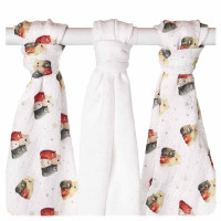 Bamboo muslins XKKO BMB 70x70 Digi - Bear Family MIX 3pcs