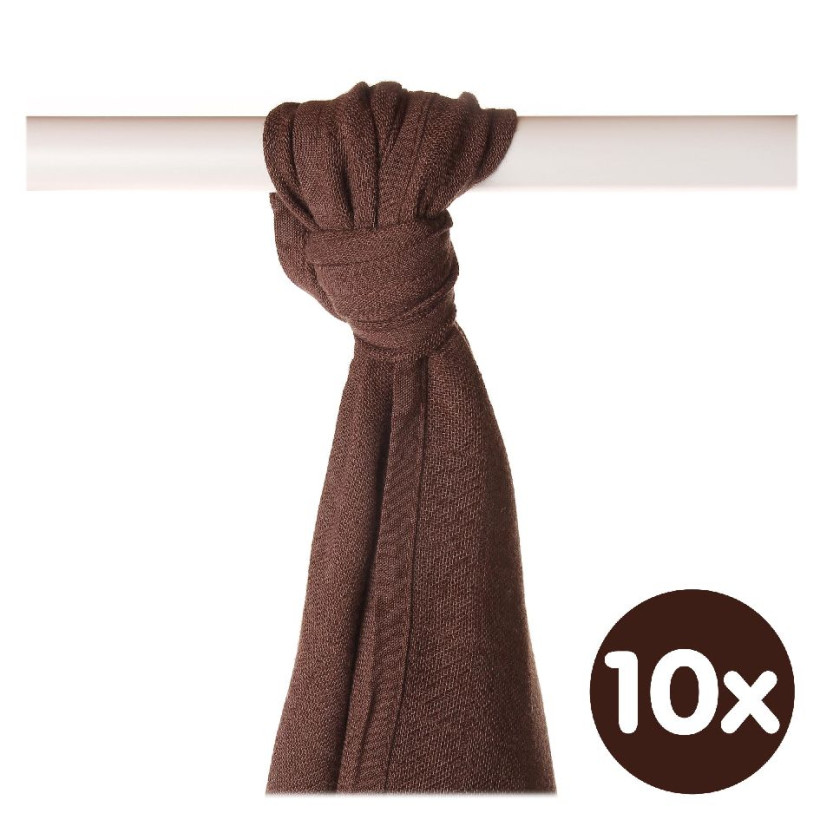 Bamboo muslin towel XKKO BMB 90x100 - Dark Choco 10x1pcs (Wholesale packaging)