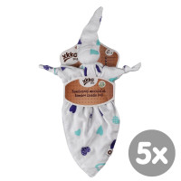 Bamboo cuddly toy XKKO BMB - Ocean Blue Hearts 5x1ps (Wholesale packaging)