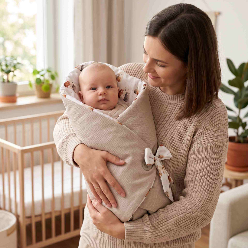 Cotton swaddling wrap XKKO LUX with coconut insert - Bear Family