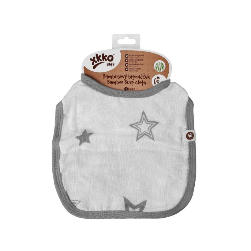 Bamboo Burp Cloth XKKO BMB - Silver Stars 3x1ps (Wholesale packaging)