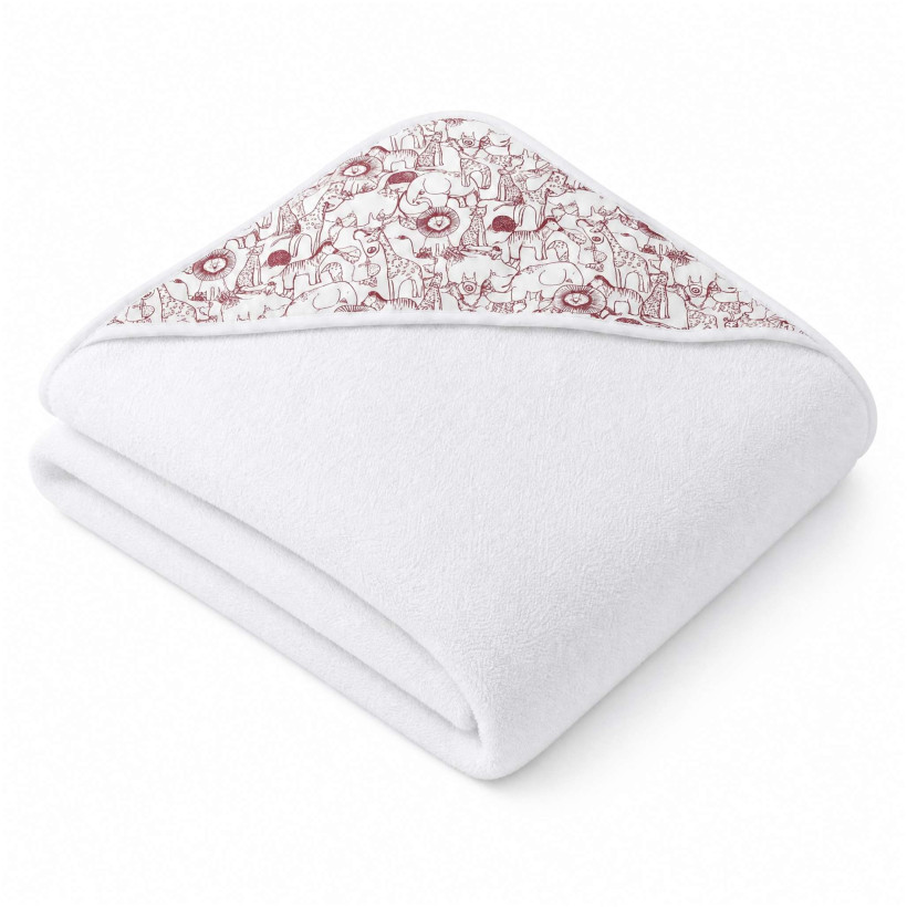 Hooded bamboo terry towel XKKO BMB 90x90 - Safari W/Mesa Rose