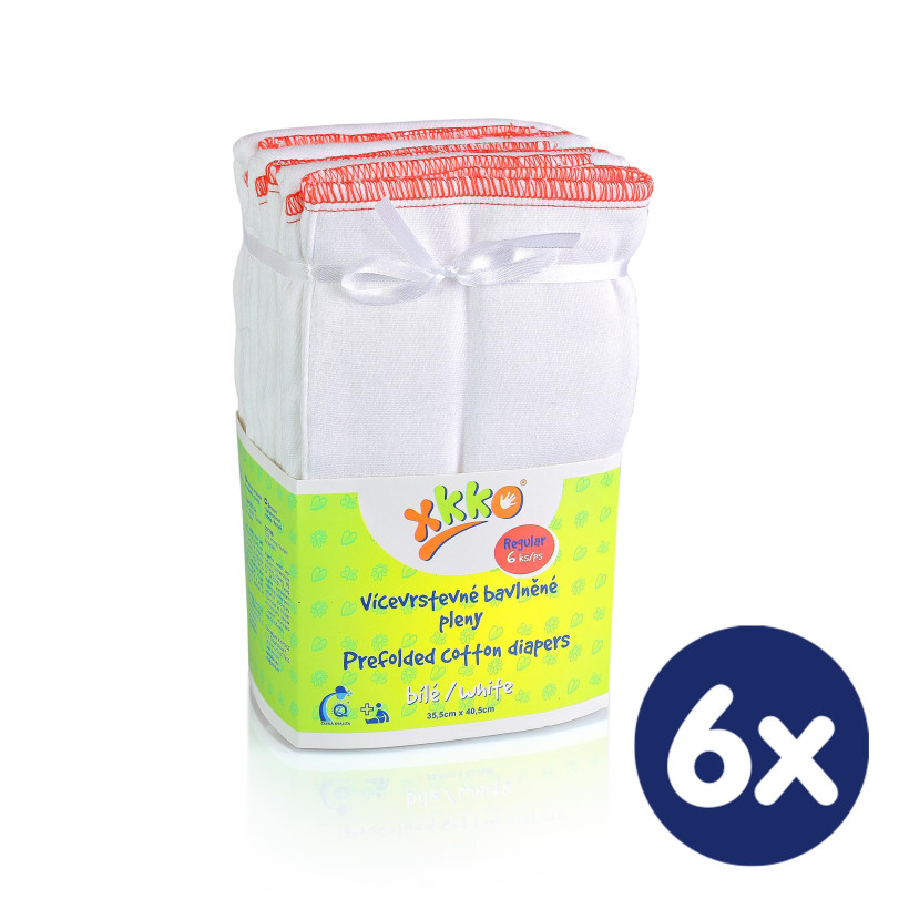 Prefolded Diapers XKKO Classic - Regular White 6x6ps (Wholesale pack.)