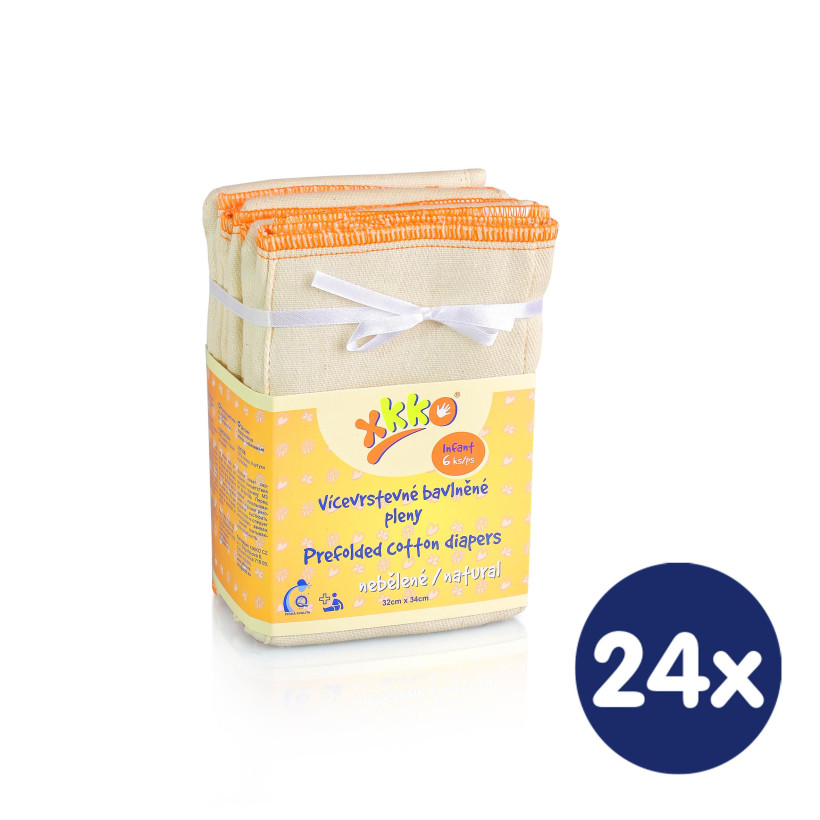 Prefolded Diapers XKKO Classic - Infant Natural 24x6ps (Wholesale pack.)