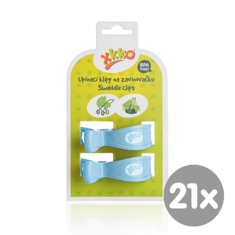 Pram Clips XKKO - Baby Blue 21x2ps (Wholesale pack.)