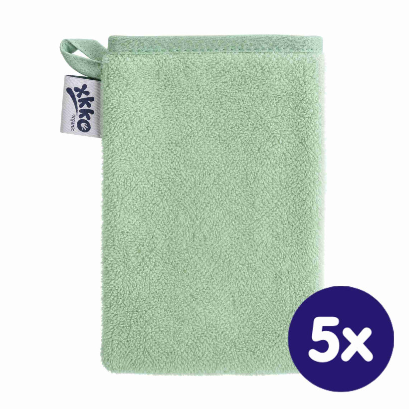 Organic cotton Terry Bath Glove XKKO Organic - Mint 5x1ps (Wholesale pack.)