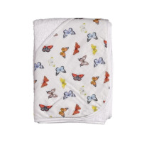 Hooded bamboo terry towel XKKO BMB 90x90 - Butterflies