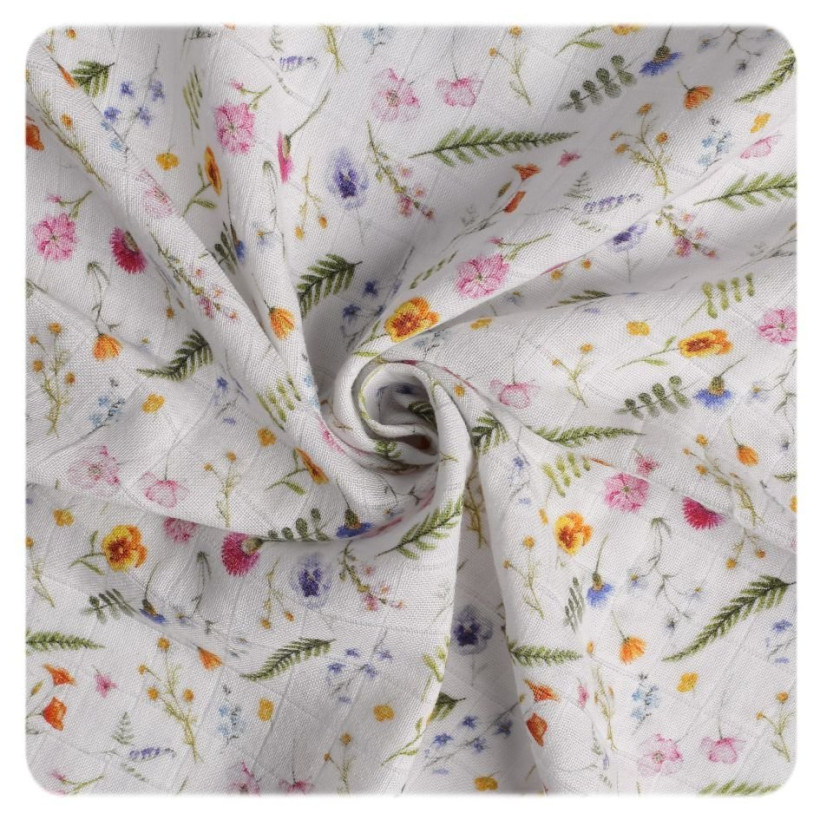 Hooded bamboo terry towel XKKO BMB 90x90 - Summer Meadow