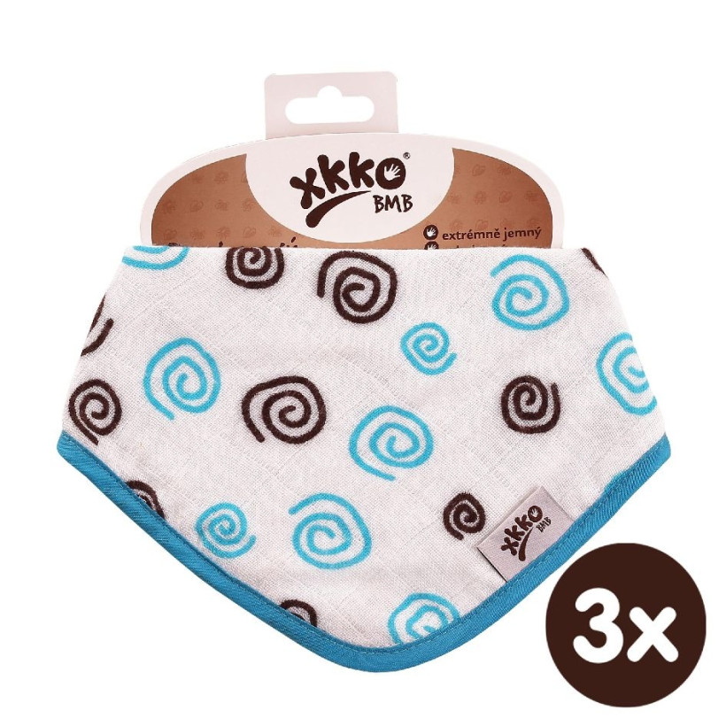 Bamboo bandana XKKO BMB - Cyan Spirals 3x1ps Wholesale packing