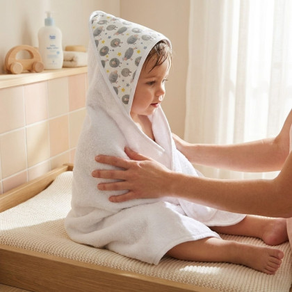 Hooded bamboo terry towel XKKO BMB 90x90 - Dreamy Sheeps