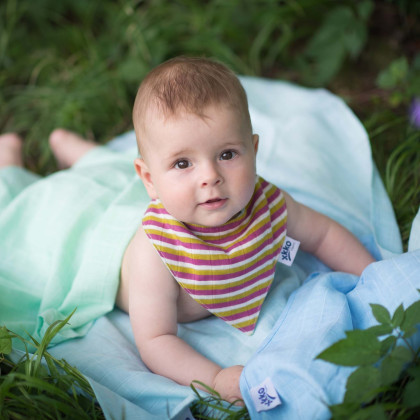 Organic Cotton Muslin Bandana XKKO Organic - Violet Stripes