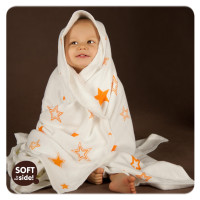 Bamboo blanket XKKO BMB 130x70 - Orange Stars