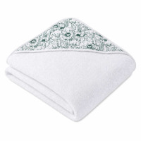 Hooded bamboo terry towel XKKO BMB 90x90 - Safari W/Granite Green