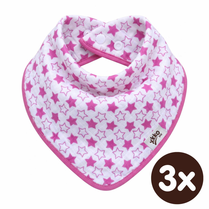 Bamboo bandana XKKO BMB - Little Stars Magenta 3x1ps Wholesale packing