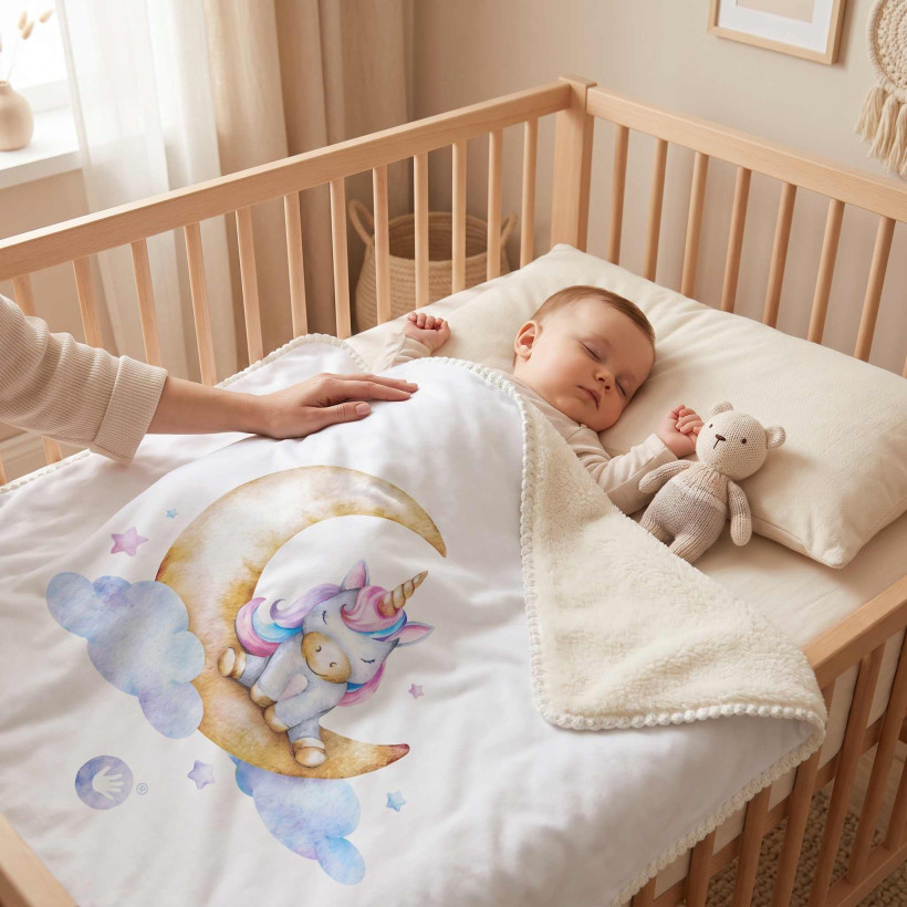 Spanish baby blanket XKKO LUX 75x100 - Moon Unicorn