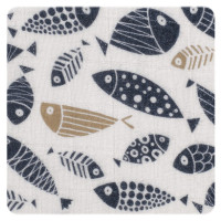 Organic Cotton Swaddle XKKO Organic 120x120 - Blue Gold Fish